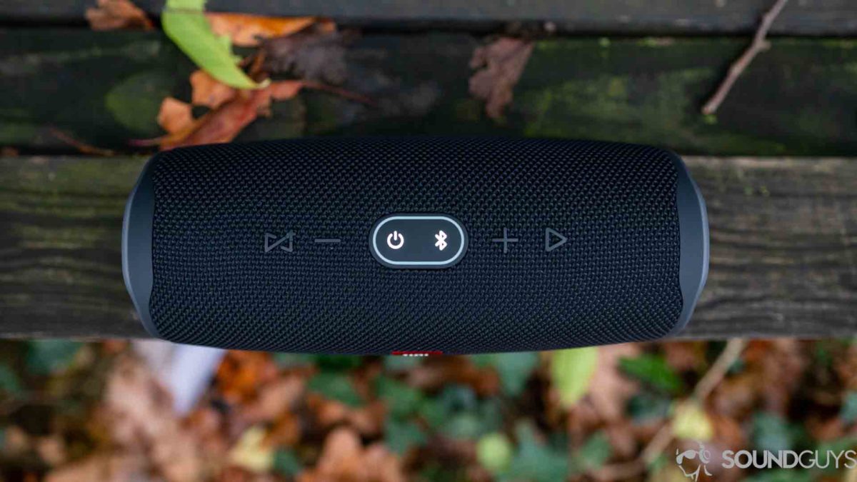 JBL Charge 4 playback buttons from a top view
