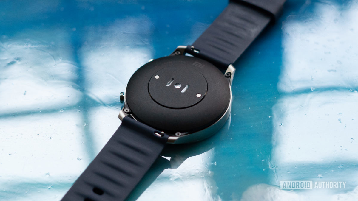 Mi Watch Revolve showing rear sensors