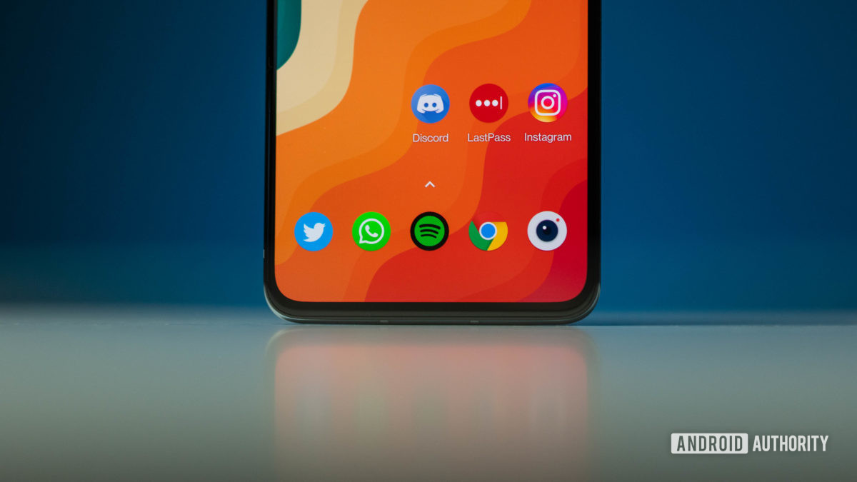OnePlus 8T bottom half of the display